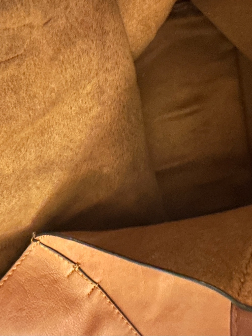 Brown Large Faux Leather Tote Bag with Dark Brown Straps - Picture 4 of 10